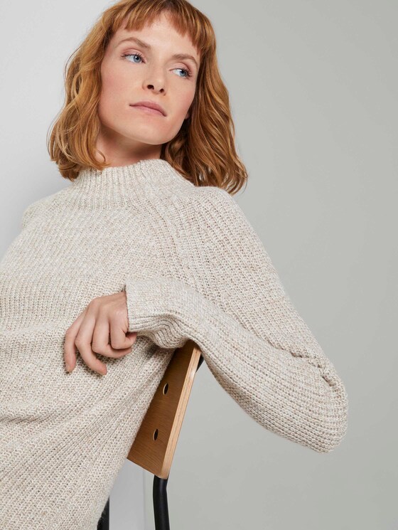 Trui met opstaande kraag met raglanmouwen - Vrouwen - light warm beige melange Trui met opstaande kraag met raglanmouwen - Vrouwen - light warm beige melange - 9 - TOM TAILOR