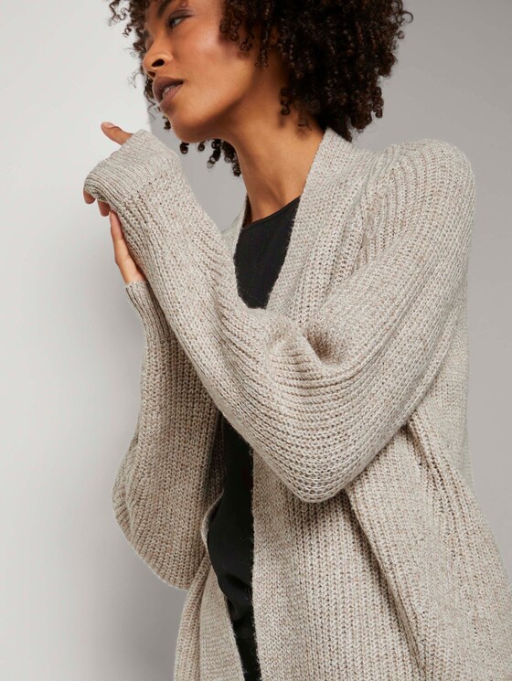 Langer Cardigan mit Ballonärmeln - Frauen - light warm beige melange Langer Cardigan mit Ballonärmeln - Frauen - light warm beige melange - 9 - TOM TAILOR