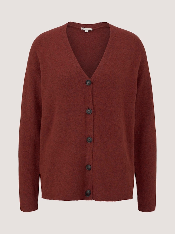 Soft cardigan - Women - dark maroon red melange Soft cardigan - Women - dark maroon red melange - 7 - TOM TAILOR