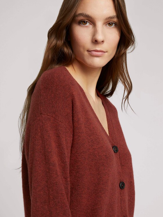 Soft cardigan - Women - dark maroon red melange Soft cardigan - Women - dark maroon red melange - 9 - TOM TAILOR