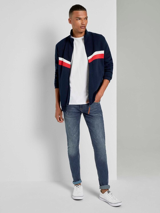 Sweatjacke mit Kontraststreifen - Männer - Sky Captain Blue Sweatjacke mit Kontraststreifen - Männer - Sky Captain Blue - 3 - TOM TAILOR Denim