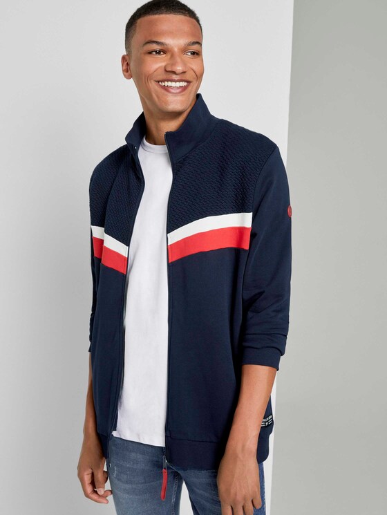 Sweatjacke mit Kontraststreifen - Männer - Sky Captain Blue Sweatjacke mit Kontraststreifen - Männer - Sky Captain Blue - 5 - TOM TAILOR Denim