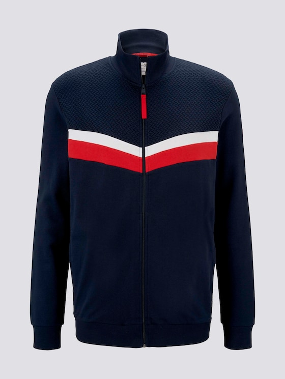 Sweatjacke mit Kontraststreifen - Männer - Sky Captain Blue Sweatjacke mit Kontraststreifen - Männer - Sky Captain Blue - 7 - TOM TAILOR Denim