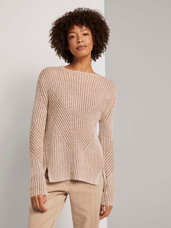 Pullover mit Ripp Struktur - Frauen - Whisper White Pullover mit Ripp Struktur - Frauen - Whisper White - 1 - Mine to five