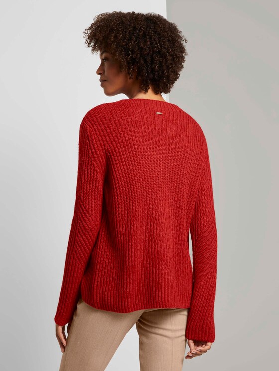 Pullover mit Ripp Struktur - Frauen - dry flower red melange Pullover mit Ripp Struktur - Frauen - dry flower red melange - 2 - Mine to five
