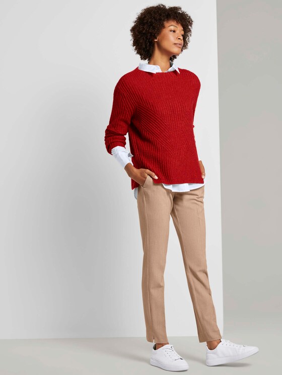 Pullover mit Ripp Struktur - Frauen - dry flower red melange Pullover mit Ripp Struktur - Frauen - dry flower red melange - 3 - Mine to five