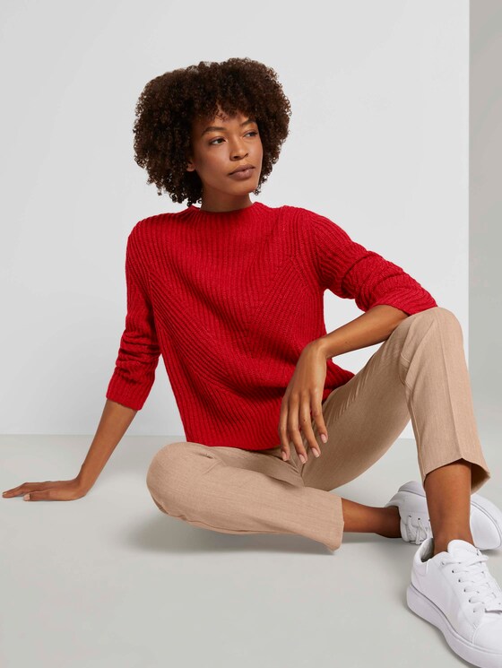 Pullover mit Ripp Struktur - Frauen - dry flower red melange Pullover mit Ripp Struktur - Frauen - dry flower red melange - 5 - Mine to five