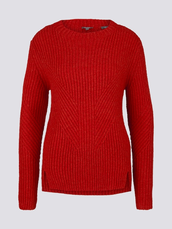 Pullover mit Ripp Struktur - Frauen - dry flower red melange Pullover mit Ripp Struktur - Frauen - dry flower red melange - 7 - Mine to five