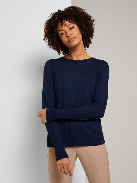 Merino Strickpullover - Frauen - Sky Captain Blue Merino Strickpullover - Frauen - Sky Captain Blue - 1 - Mine to five