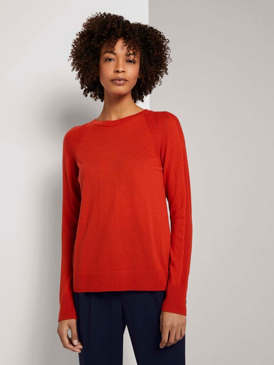 Merino Strickpullover - Frauen - Molten Lava Red Merino Strickpullover - Frauen - Molten Lava Red - 1 - Mine to five