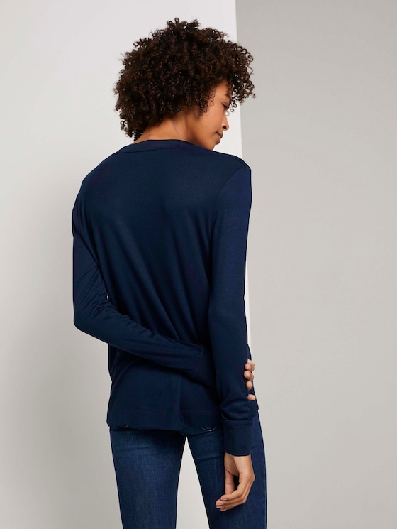 Flowing shirt with ribbed cuffs by Tom Tailor, Sky Captain Blue