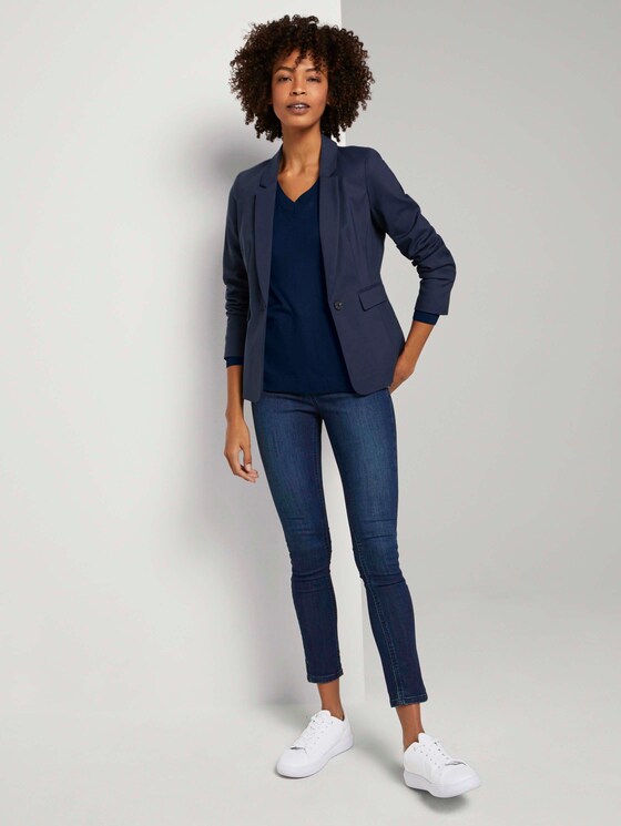 Fließendes Shirt mit Ripp-Bündchen - Frauen - Sky Captain Blue Fließendes Shirt mit Ripp-Bündchen - Frauen - Sky Captain Blue - 3 - Mine to five