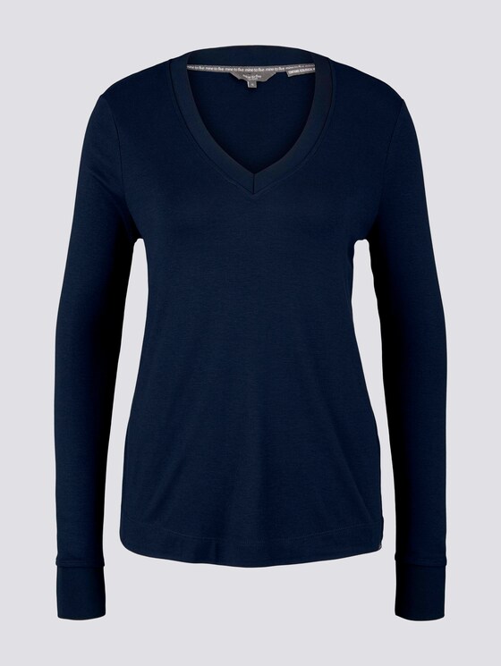 Fließendes Shirt mit Ripp-Bündchen - Frauen - Sky Captain Blue Fließendes Shirt mit Ripp-Bündchen - Frauen - Sky Captain Blue - 7 - Mine to five