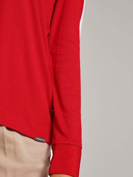 Fließendes Shirt mit Ripp-Bündchen - Frauen - Molten Lava Red Fließendes Shirt mit Ripp-Bündchen - Frauen - Molten Lava Red - 10 - Mine to five