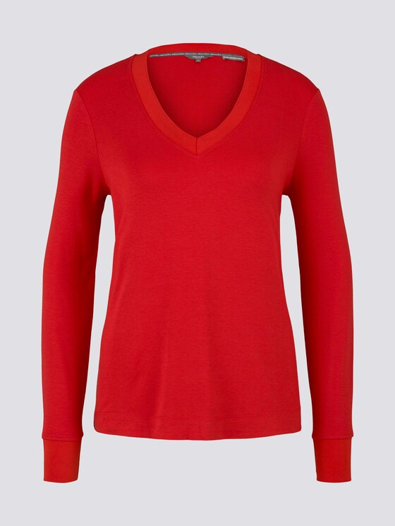 Fließendes Shirt mit Ripp-Bündchen - Frauen - Molten Lava Red Fließendes Shirt mit Ripp-Bündchen - Frauen - Molten Lava Red - 7 - Mine to five