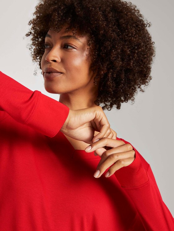 Fließendes Shirt mit Ripp-Bündchen - Frauen - Molten Lava Red Fließendes Shirt mit Ripp-Bündchen - Frauen - Molten Lava Red - 9 - Mine to five