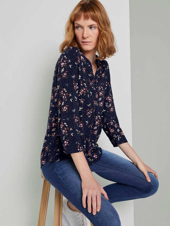 Gemusterte Tunikabluse - Frauen - navy floral design Gemusterte Tunikabluse - Frauen - navy floral design - 5 - TOM TAILOR