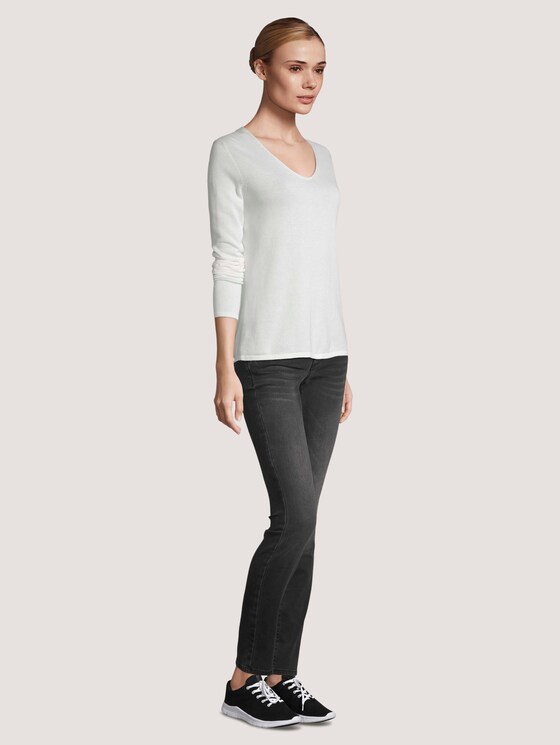 Basic Pullover mit V-Ausschnitt - Frauen - Whisper White Basic Pullover mit V-Ausschnitt - Frauen - Whisper White - 3 - TOM TAILOR