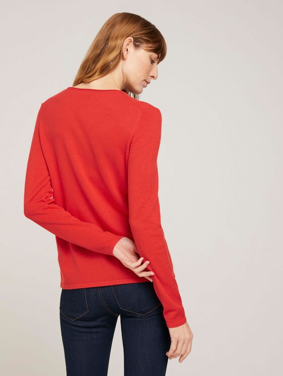 Basic Pullover mit V-Ausschnitt - Frauen - Strong Red Basic Pullover mit V-Ausschnitt - Frauen - Strong Red - 2 - TOM TAILOR