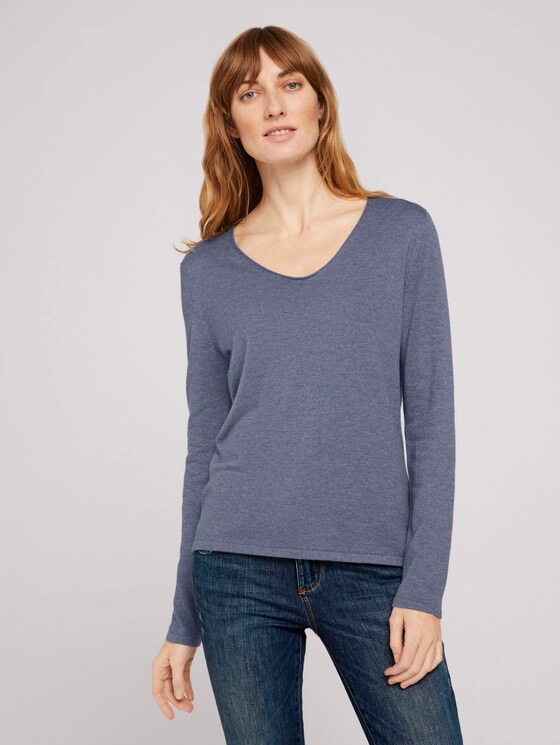 Basic Pullover mit V-Ausschnitt - Frauen - dove grey melange Basic Pullover mit V-Ausschnitt - Frauen - dove grey melange - 1 - TOM TAILOR