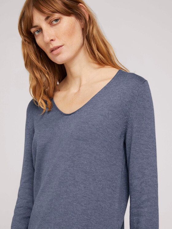 Basic Pullover mit V-Ausschnitt - Frauen - dove grey melange Basic Pullover mit V-Ausschnitt - Frauen - dove grey melange - 9 - TOM TAILOR