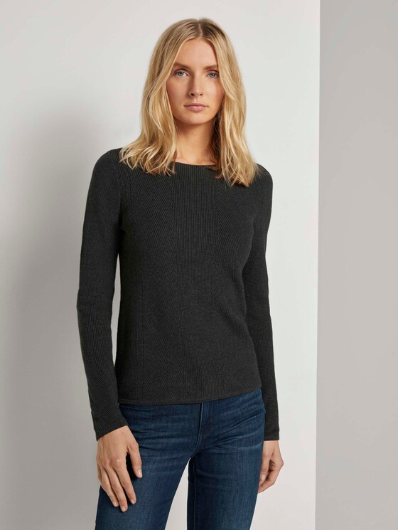 Pullover in Ripp-Optik - Frauen - Coal Grey Melange Pullover in Ripp-Optik - Frauen - Coal Grey Melange - 1 - TOM TAILOR