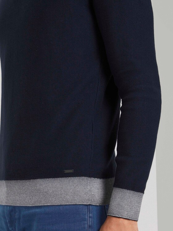 Melierter Pullover mit Troyer-Kragen - Männer - Sky Captain Blue Melierter Pullover mit Troyer-Kragen - Männer - Sky Captain Blue - 10 - TOM TAILOR