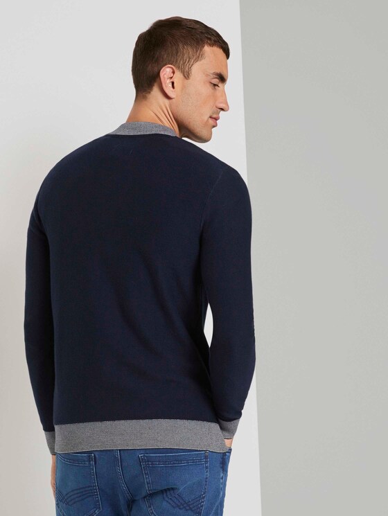 Melierter Pullover mit Troyer-Kragen - Männer - Sky Captain Blue Melierter Pullover mit Troyer-Kragen - Männer - Sky Captain Blue - 2 - TOM TAILOR