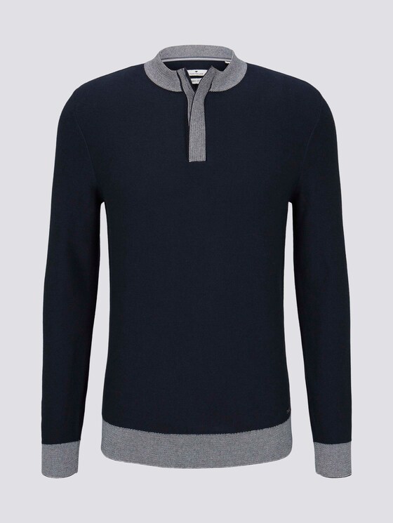 Melierter Pullover mit Troyer-Kragen - Männer - Sky Captain Blue Melierter Pullover mit Troyer-Kragen - Männer - Sky Captain Blue - 7 - TOM TAILOR