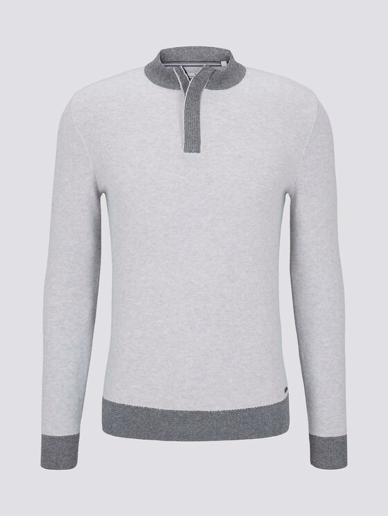 Gevlekte trui met troy kraag - Mannen - Light Soft Grey Melange Gevlekte trui met troy kraag - Mannen - Light Soft Grey Melange - 7 - TOM TAILOR