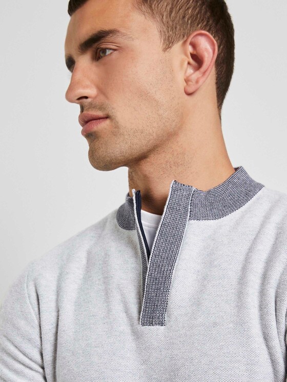 Gevlekte trui met troy kraag - Mannen - Light Soft Grey Melange Gevlekte trui met troy kraag - Mannen - Light Soft Grey Melange - 9 - TOM TAILOR