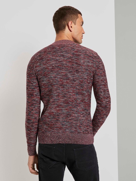 Melierter Pullover mit Troyer-Kragen - Männer - navy base multicolor structure Melierter Pullover mit Troyer-Kragen - Männer - navy base multicolor structure - 2 - TOM TAILOR
