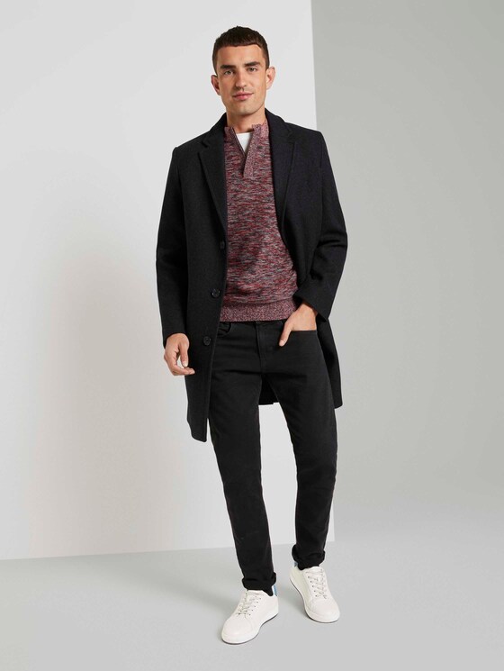 Melierter Pullover mit Troyer-Kragen - Männer - navy base multicolor structure Melierter Pullover mit Troyer-Kragen - Männer - navy base multicolor structure - 3 - TOM TAILOR