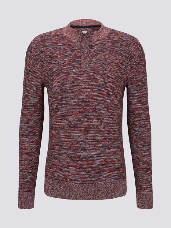 Melierter Pullover mit Troyer-Kragen - Männer - navy base multicolor structure Melierter Pullover mit Troyer-Kragen - Männer - navy base multicolor structure - 7 - TOM TAILOR