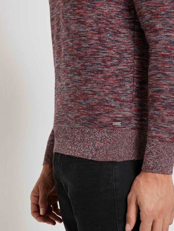 Melierter Pullover mit Troyer-Kragen - Männer - navy base multicolor structure Melierter Pullover mit Troyer-Kragen - Männer - navy base multicolor structure - 9 - TOM TAILOR