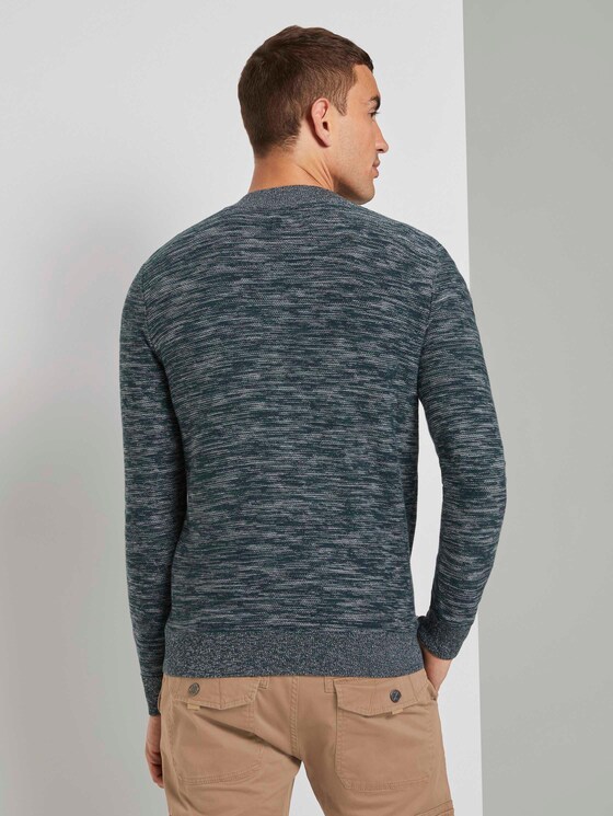 Melierter Pullover mit Troyer-Kragen - Männer - green by navy white structure Melierter Pullover mit Troyer-Kragen - Männer - green by navy white structure - 2 - TOM TAILOR