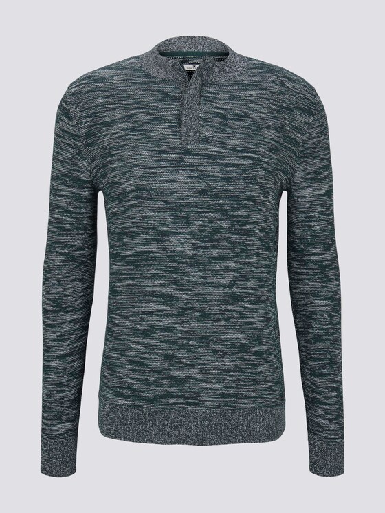 Melierter Pullover mit Troyer-Kragen - Männer - green by navy white structure Melierter Pullover mit Troyer-Kragen - Männer - green by navy white structure - 7 - TOM TAILOR