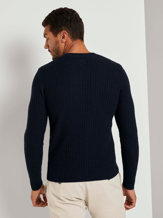 Strukturierter Pullover mit Wollanteil - Männer - Sky Captain Blue Strukturierter Pullover mit Wollanteil - Männer - Sky Captain Blue - 2 - TOM TAILOR