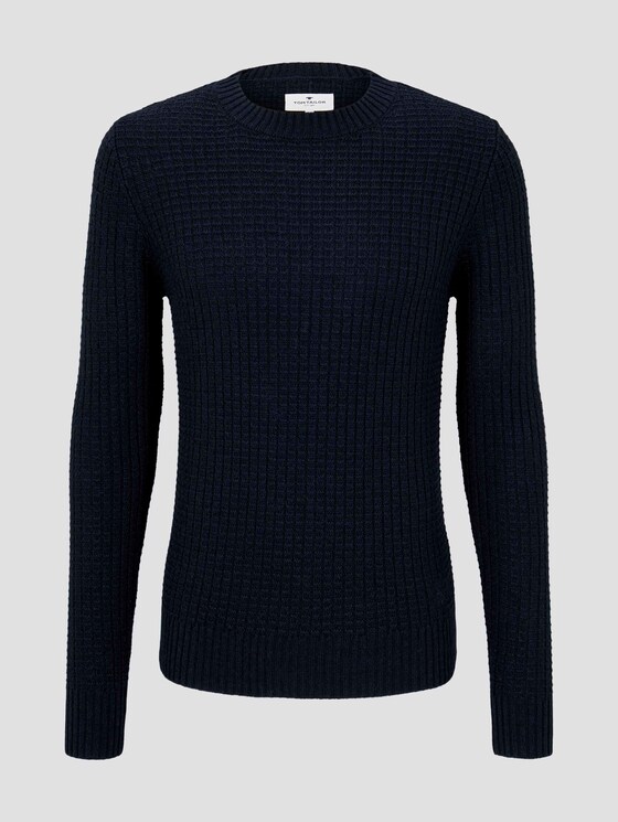 Strukturierter Pullover mit Wollanteil - Männer - Sky Captain Blue Strukturierter Pullover mit Wollanteil - Männer - Sky Captain Blue - 7 - TOM TAILOR