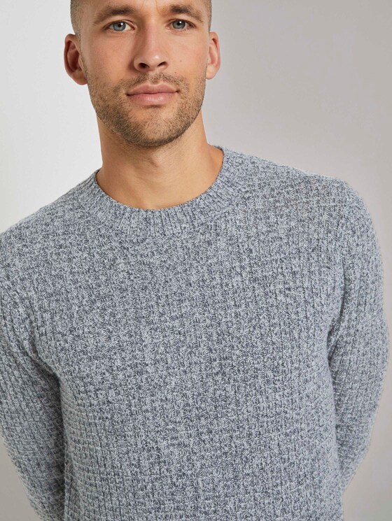 Strukturierter Pullover mit Wollanteil - Männer - Grey Heather Melange Strukturierter Pullover mit Wollanteil - Männer - Grey Heather Melange - 9 - TOM TAILOR