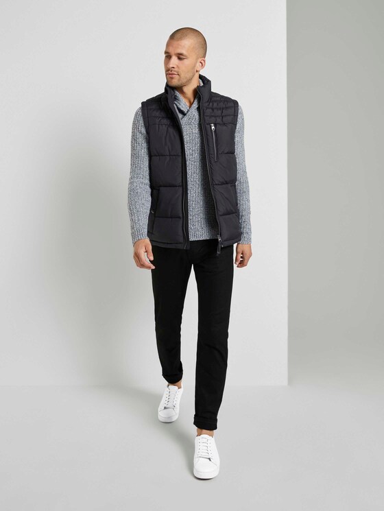 Schalkragen-Pullover mit Struktur - Männer - Grey Heather Melange Schalkragen-Pullover mit Struktur - Männer - Grey Heather Melange - 3 - TOM TAILOR