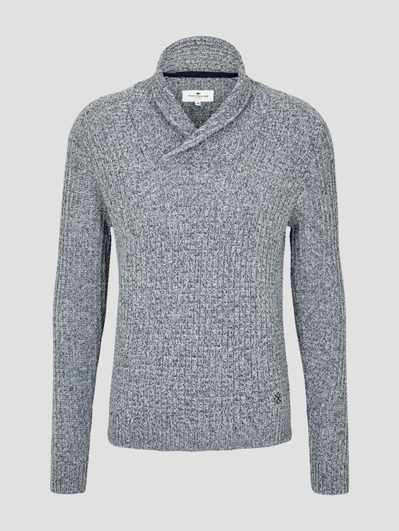 Schalkragen-Pullover mit Struktur - Männer - Grey Heather Melange Schalkragen-Pullover mit Struktur - Männer - Grey Heather Melange - 7 - TOM TAILOR
