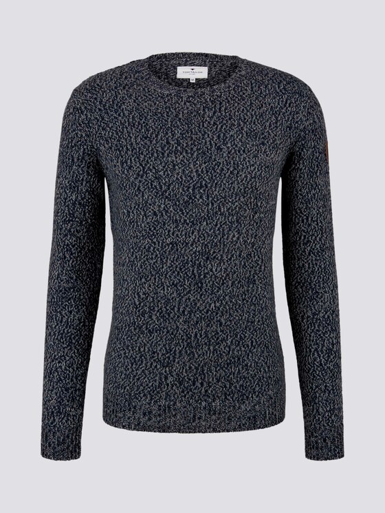 Weicher Pullover in Mélange-Optik - Männer - navy grey mouline Weicher Pullover in Mélange-Optik - Männer - navy grey mouline - 7 - TOM TAILOR