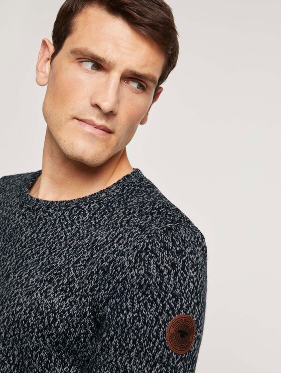 Weicher Pullover in Mélange-Optik - Männer - navy grey mouline Weicher Pullover in Mélange-Optik - Männer - navy grey mouline - 9 - TOM TAILOR