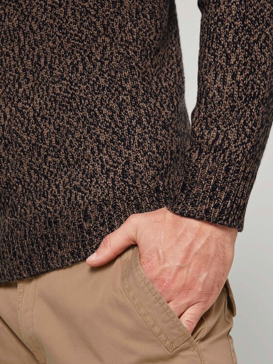 Weicher Pullover in Mélange-Optik - Männer - brown navy mouline Weicher Pullover in Mélange-Optik - Männer - brown navy mouline - 10 - TOM TAILOR