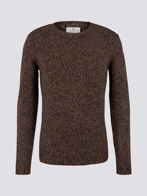 Weicher Pullover in Mélange-Optik - Männer - brown navy mouline Weicher Pullover in Mélange-Optik - Männer - brown navy mouline - 7 - TOM TAILOR
