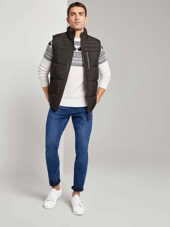 Gemusterter Jacquard-Pullover - Männer - white with navy placed design Gemusterter Jacquard-Pullover - Männer - white with navy placed design - 3 - TOM TAILOR