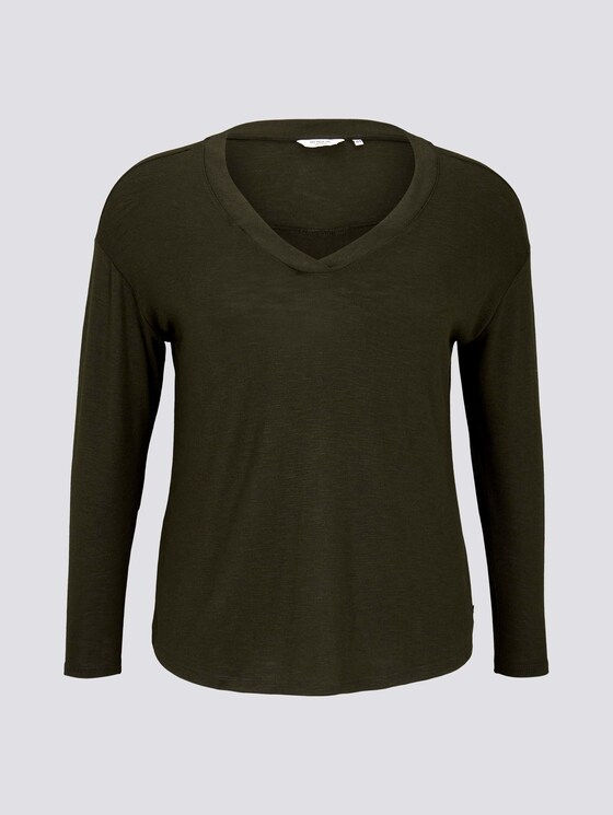 Langarmshirt mit V-Ausschnitt - Frauen - Dark Rosin Green Langarmshirt mit V-Ausschnitt - Frauen - Dark Rosin Green - 7 - My True Me