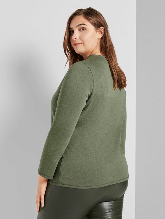 Meliertes Shirt mit Stehkragen - Frauen - greyish green melange Meliertes Shirt mit Stehkragen - Frauen - greyish green melange - 2 - My True Me
