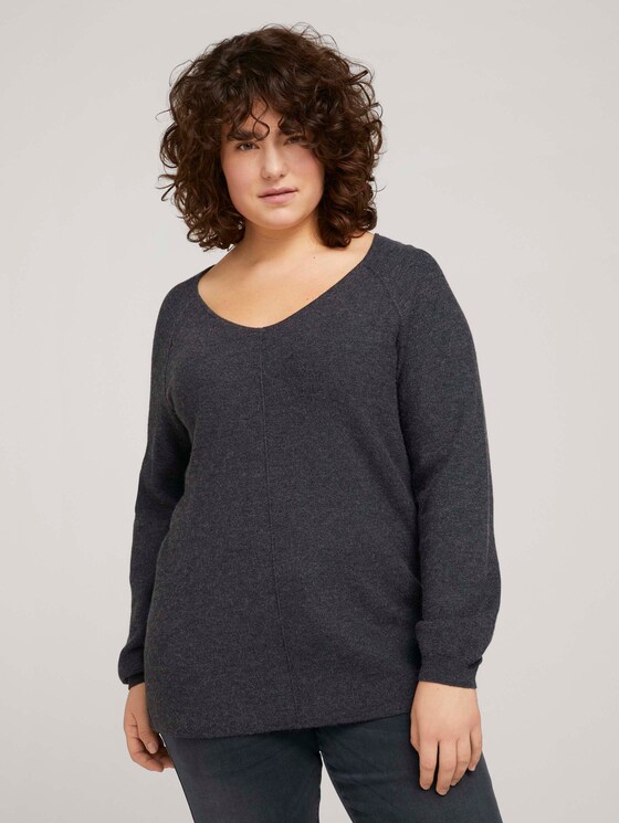 Curvy - Strickpullover mit Struktur - Frauen - Shale Grey Melange Curvy - Strickpullover mit Struktur - Frauen - Shale Grey Melange - 1 - My True Me
